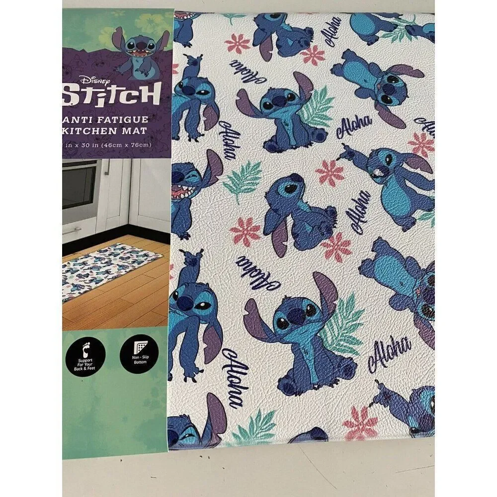Disney Stitch Anti Fatigue Kitchen Mat 18 X 30”‎ Aloha Hibiscus Tropical NEW